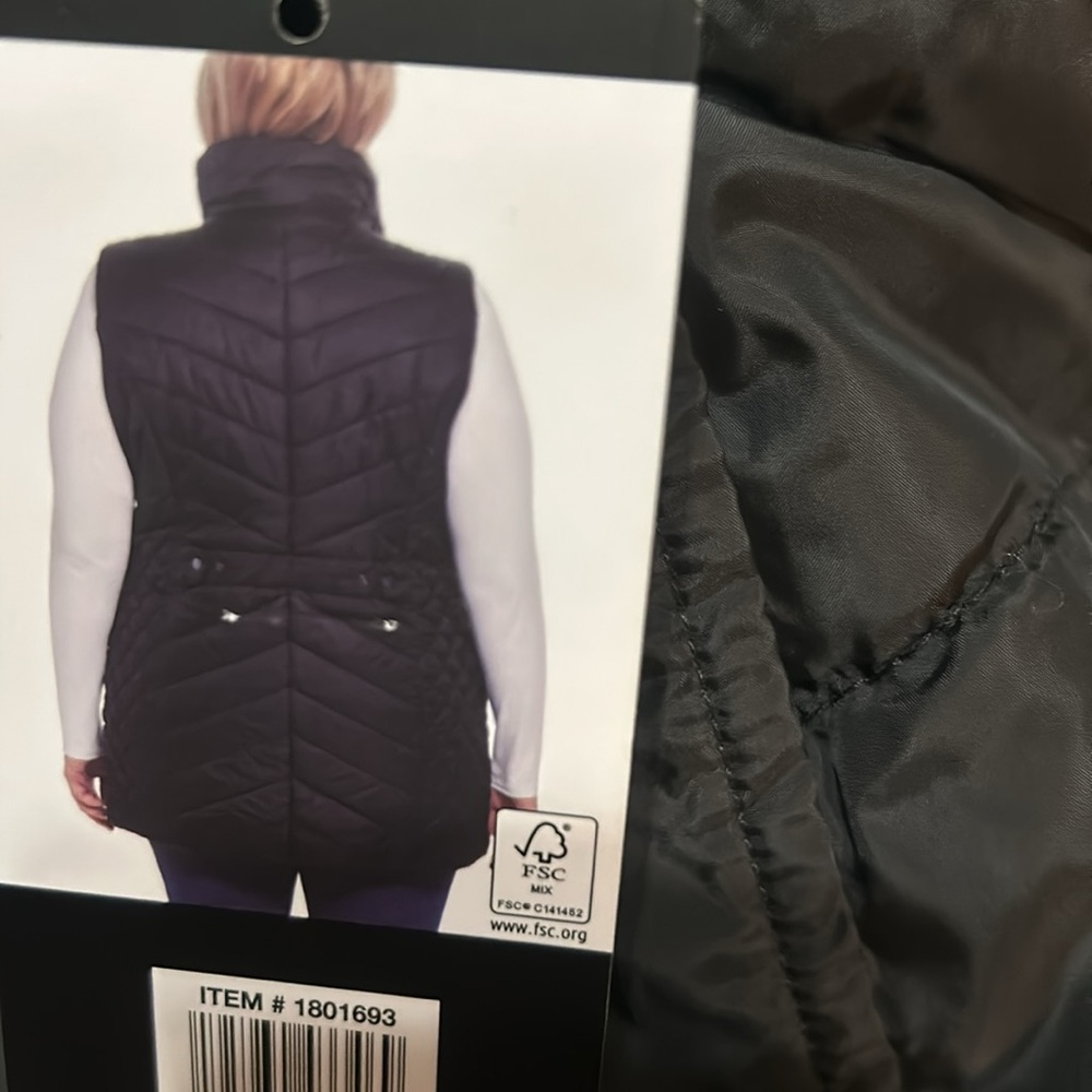 Weatherproof Quilted Puffer Long Vest Pockets with Zipper Black Size L, NWT - Picture 4 of 5